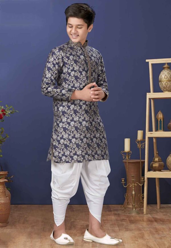 boys printed cotton kurta pyjama set